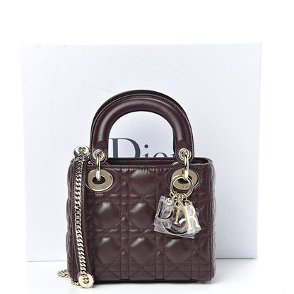 Christian Dior Lambskin Cannage Mini Lady Dior Plum 12 of 12