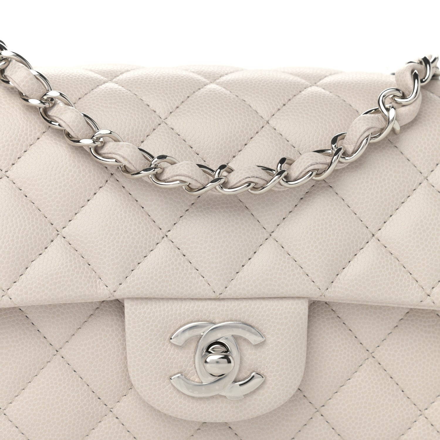 Chanel Caviar Quilted Mini Rectangular Flap Ivory 8 of 11