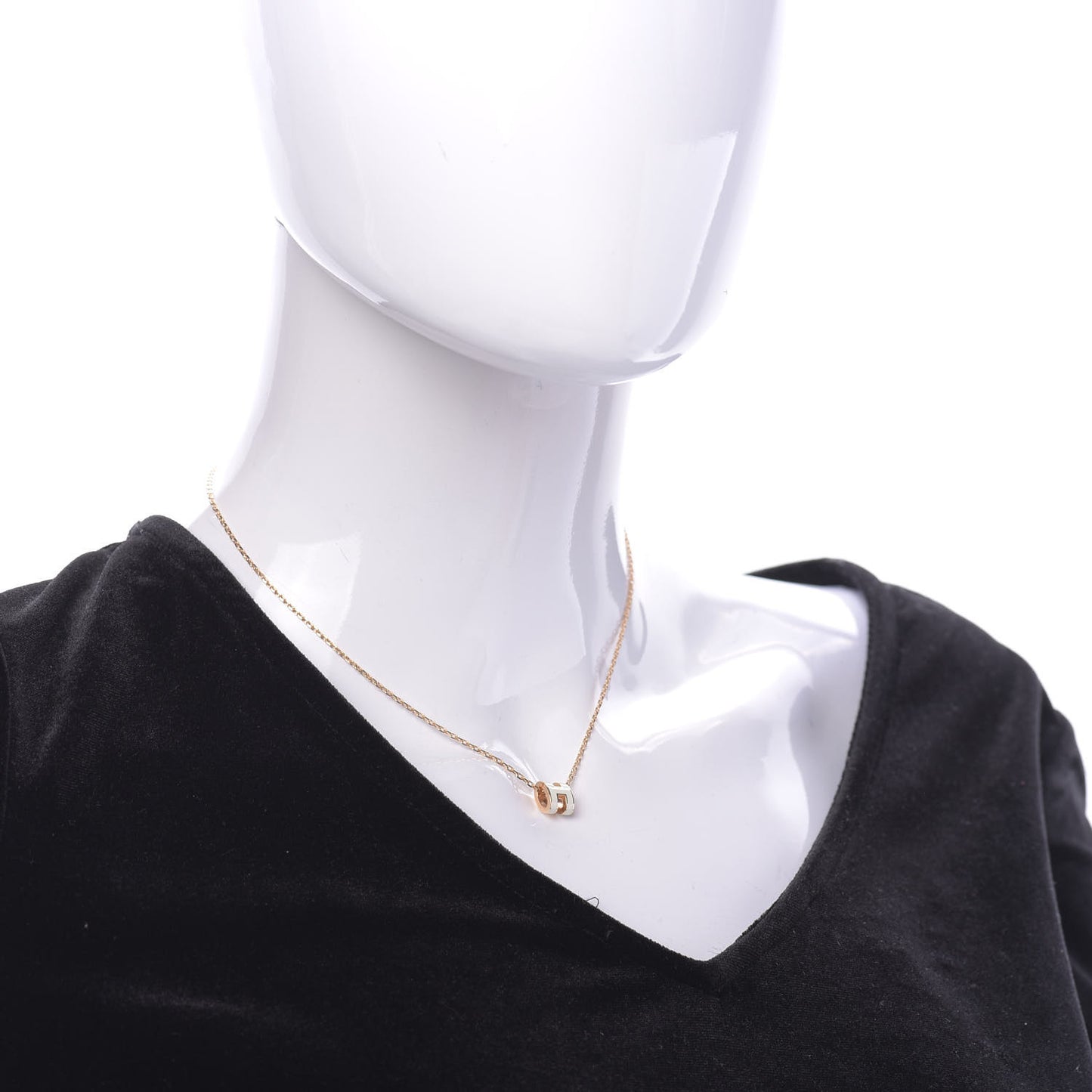 Lacquered Rose Gold Mini Pop H Pendant Necklace White