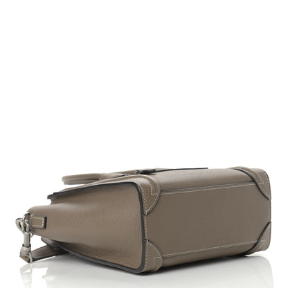Celine Drummed Calfskin Nano Luggage Souris 4 of 11