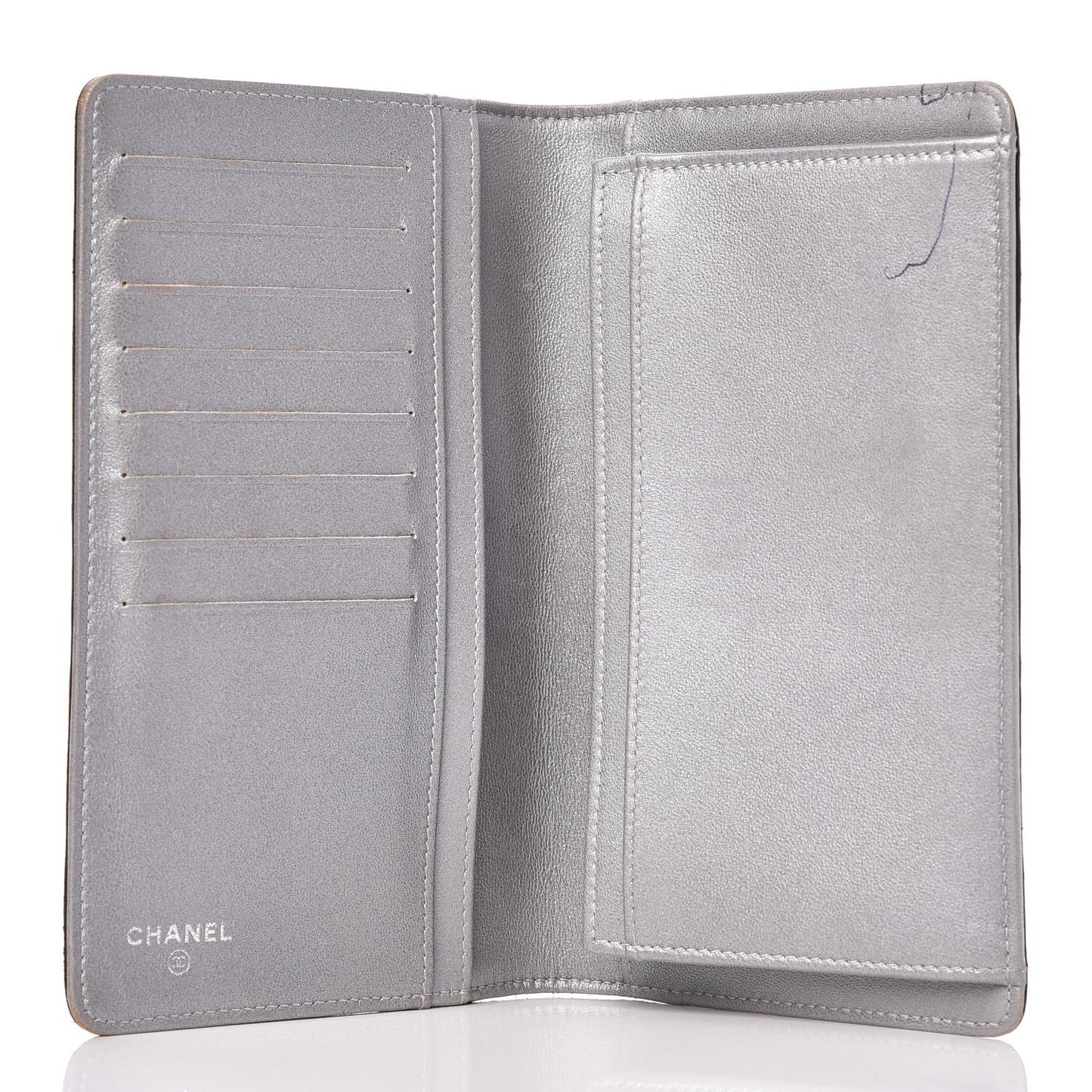 Lambskin Camellia Embossed Yen Wallet Black