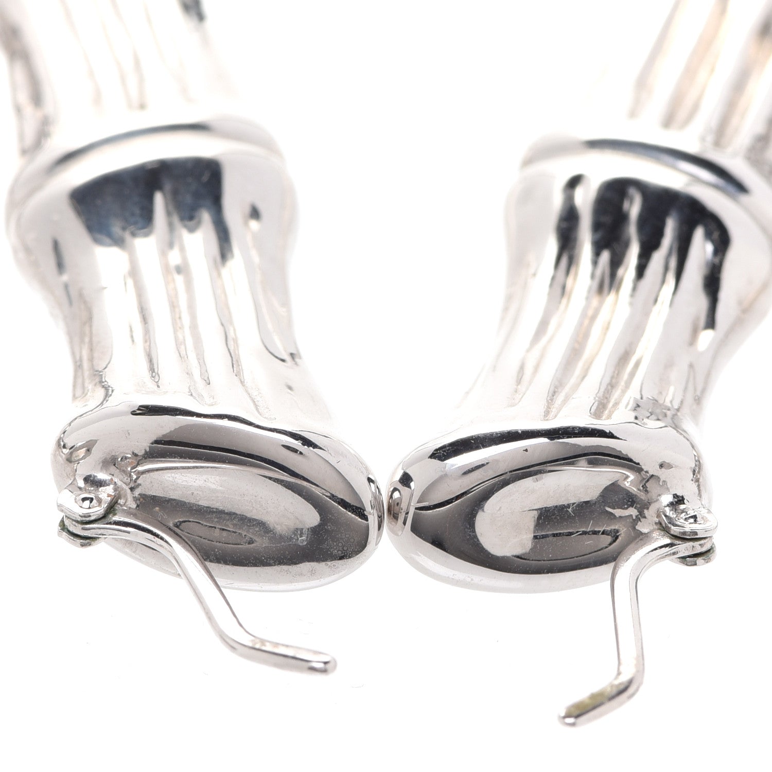 Fendi Metal FF Bamboo Hoop Earrings Silver 4 of 8