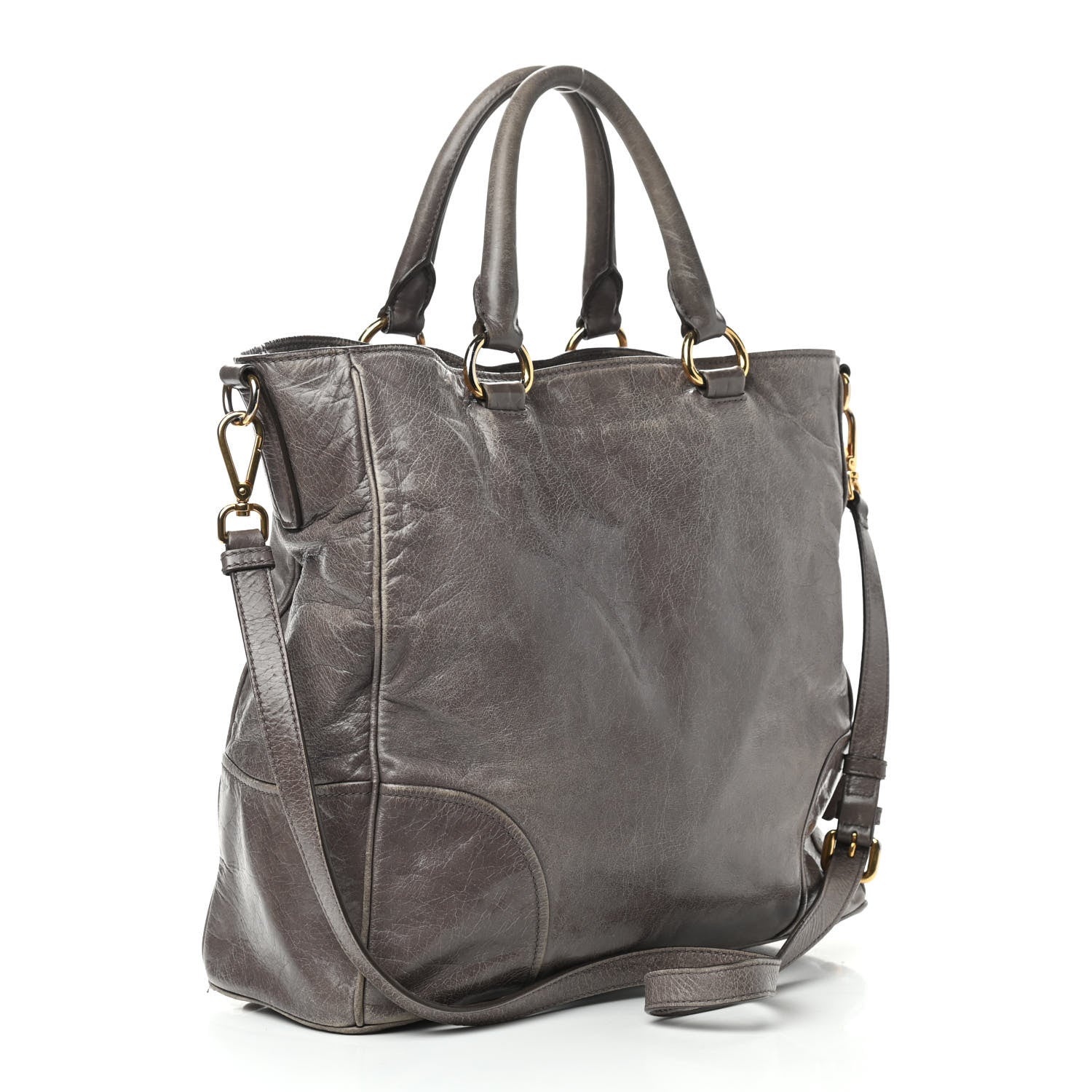 Prada Vitello Shine Top Handle Bag Fumo 2 of 25