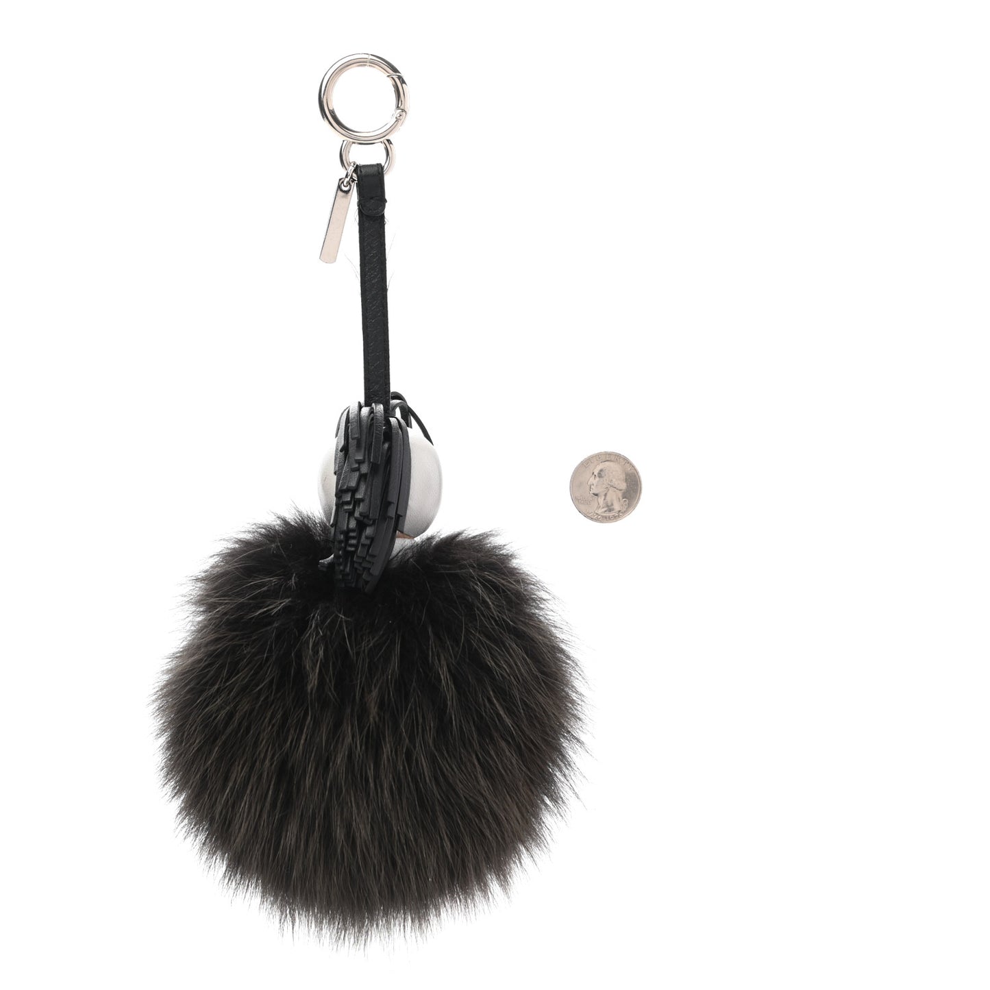 Fox Fur Shiny Nappa Bi-Color Super Karlito Pom Pom Bag Charm Moro Rosso Chiaro
