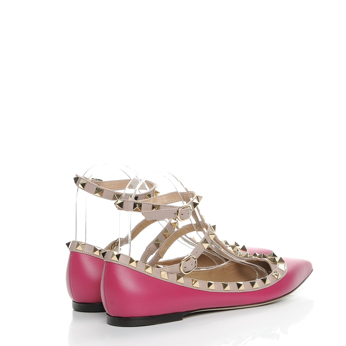 Calfskin Nappa Rockstud Cage Ballerina Flats 37 Deep Cyclamin Poudre