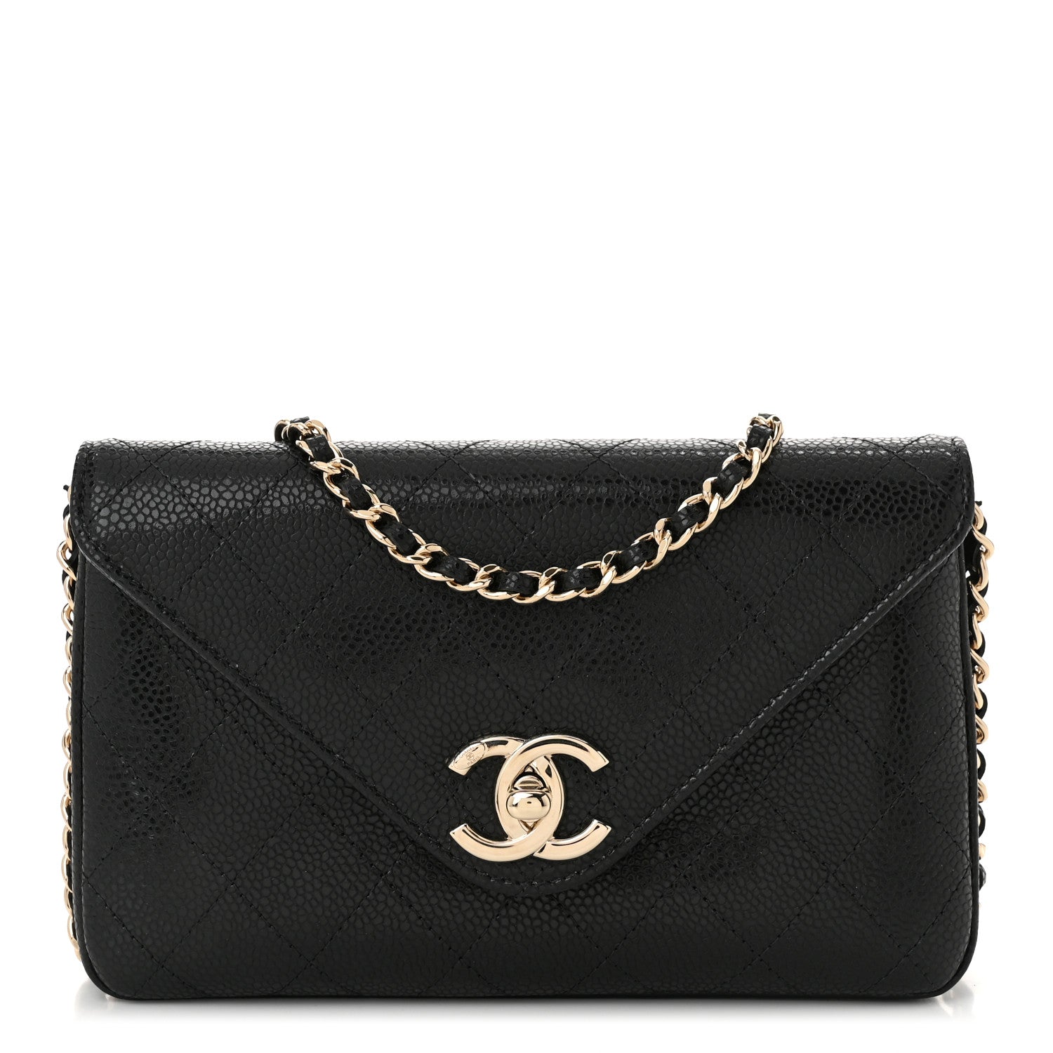 Chanel Caviar Envelope Wallet On Chain WOC Black 1 of 11