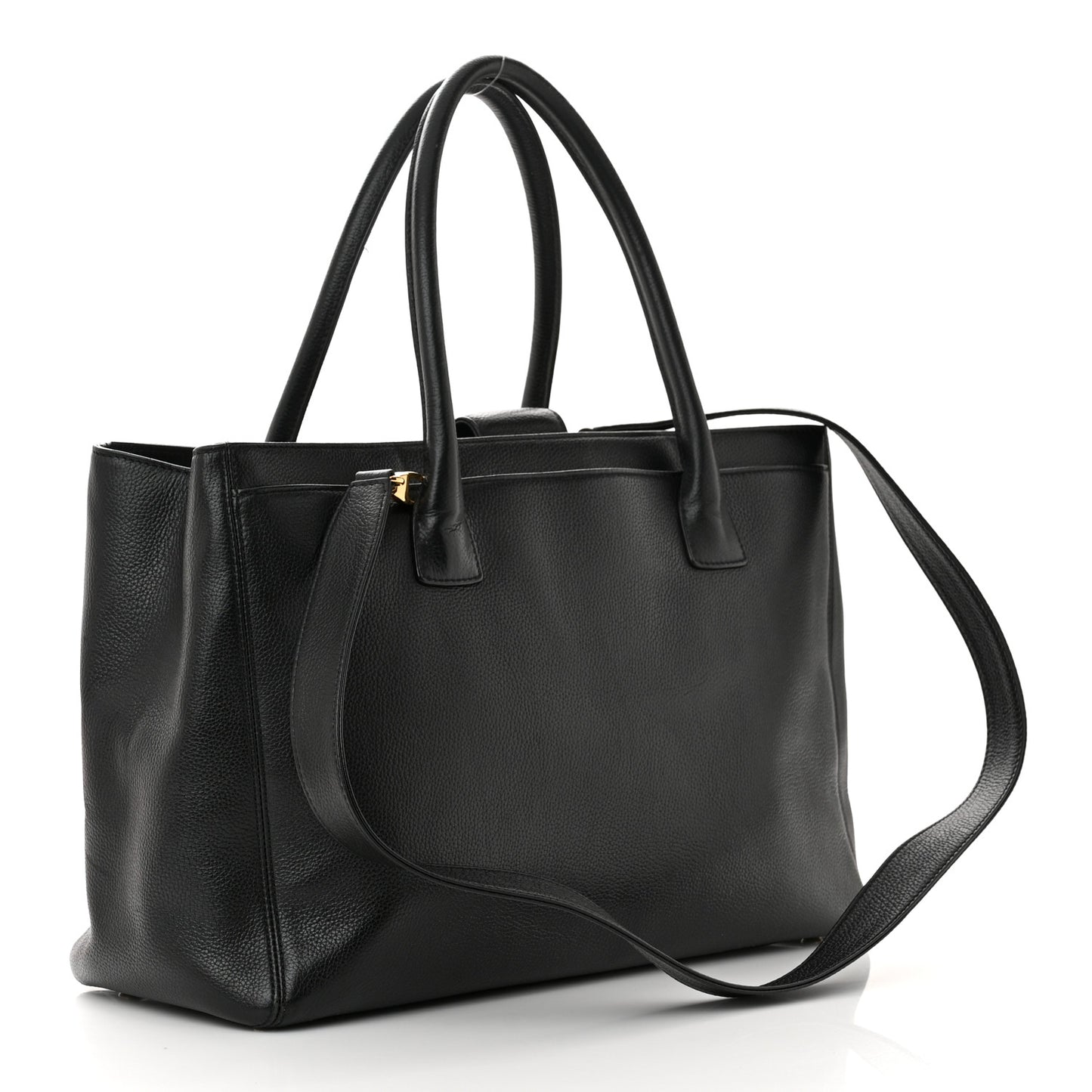 Calfskin Cerf Executive Shopper Tote Black