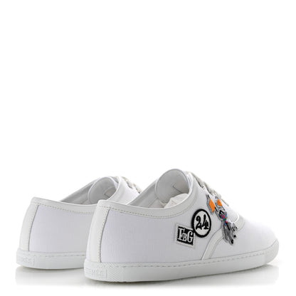 Hermes Canvas Embroidered Innocent Sneakers 41 White 5 of 9