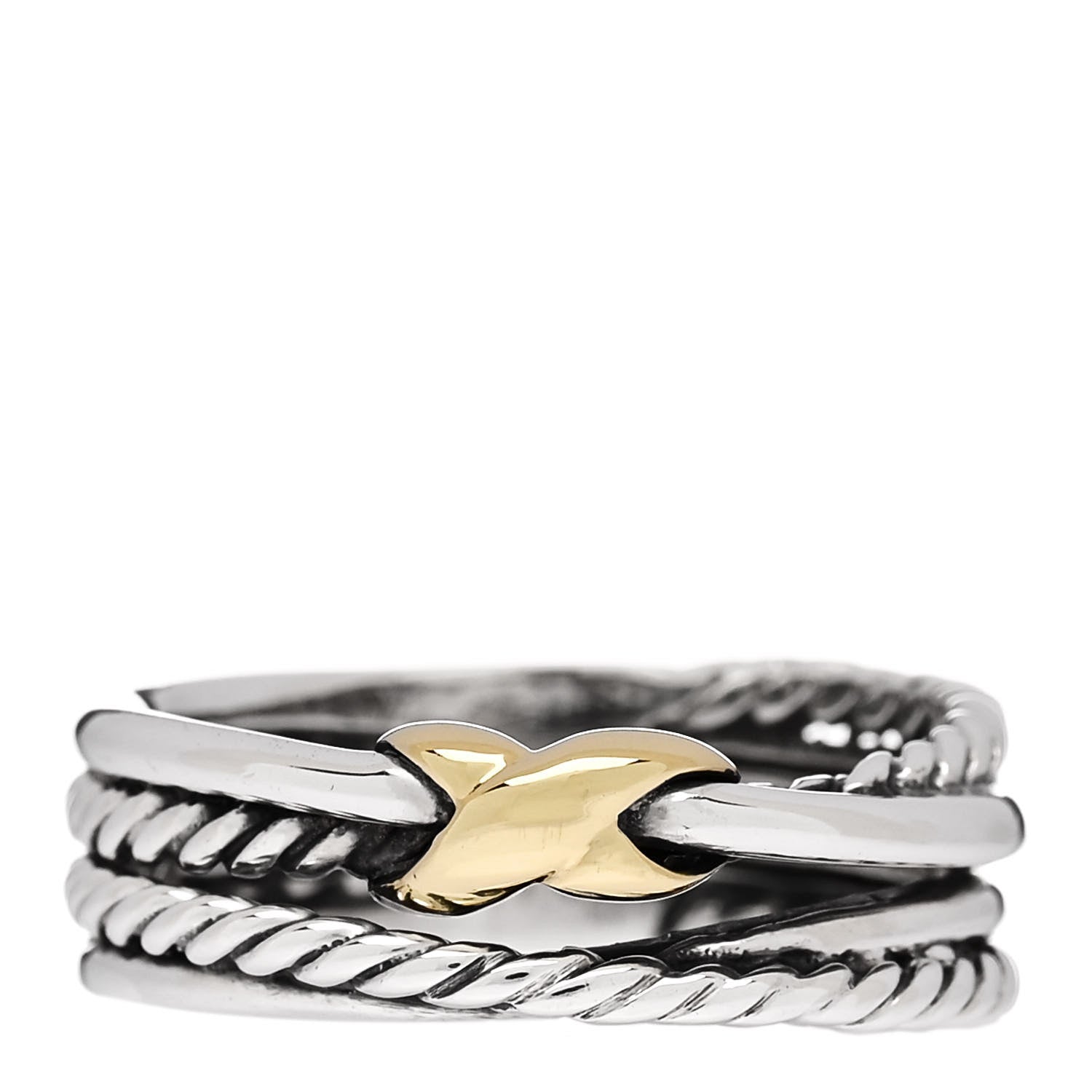 David Yurman Sterling Silver 18K Yellow Gold 6mm X Crossover Ring 53 6.25 1 of 5