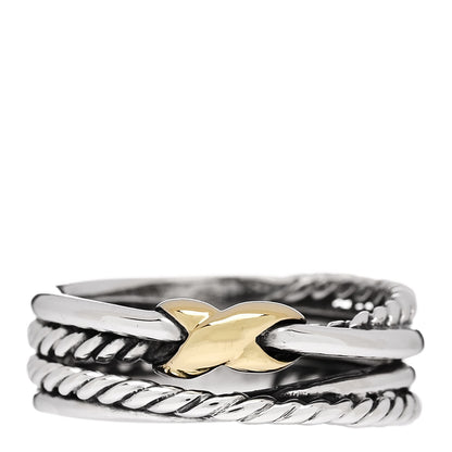 David Yurman Sterling Silver 18K Yellow Gold 6mm X Crossover Ring 53 6.25 1 of 5
