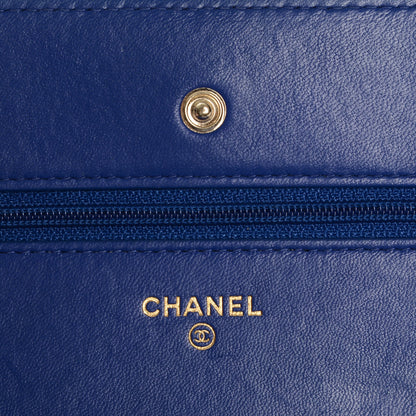Chanel Lambskin Quilted Wallet On Chain WOC Dark Blue 6 of 8