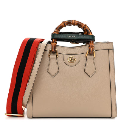 Gucci Textured Dollar Calfskin Web Small Diana Tote Bag Oatmeal Vintage Green 1 of 9