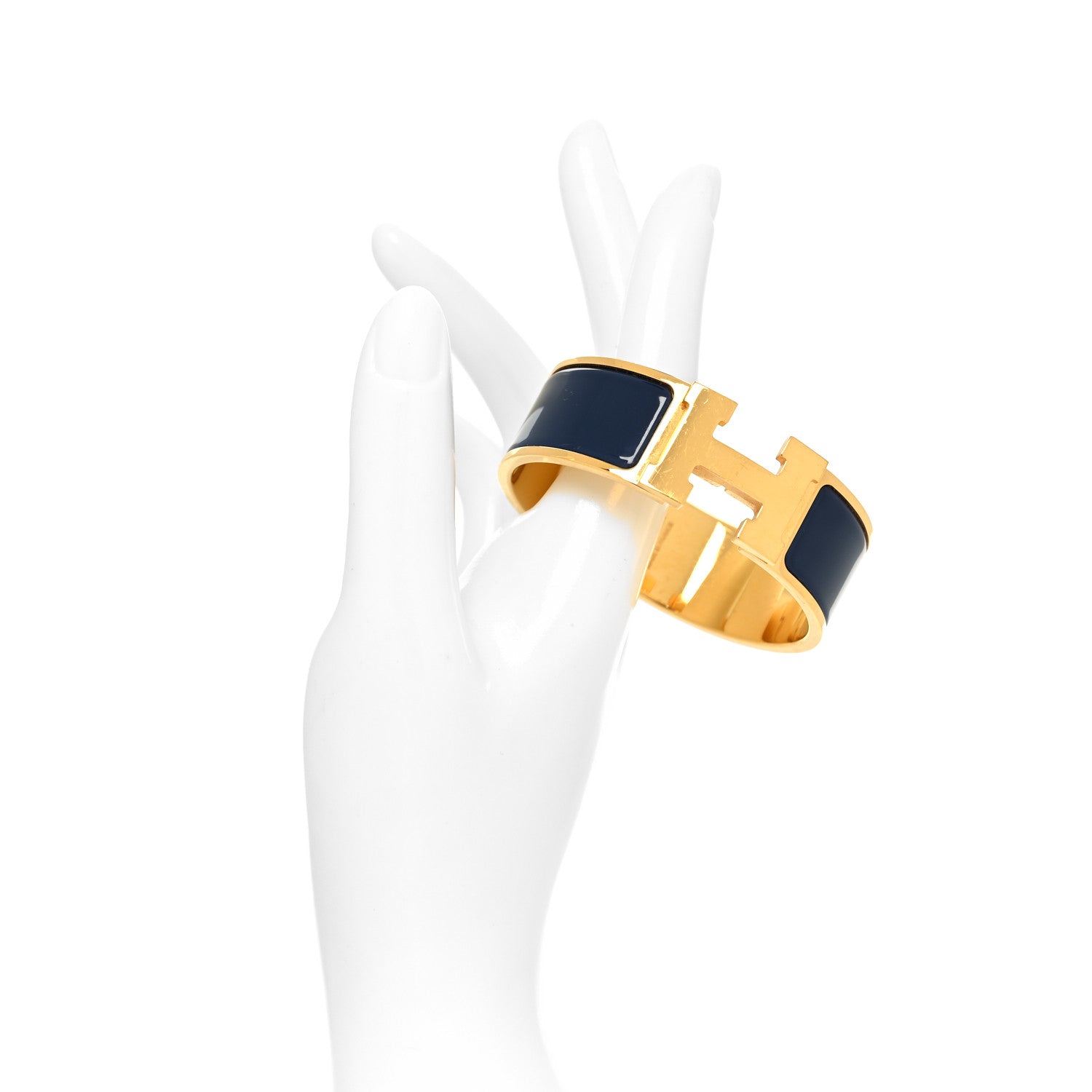 Hermes Enamel Wide Clic Clac H Bracelet GM Bleu Abysse 2 of 5