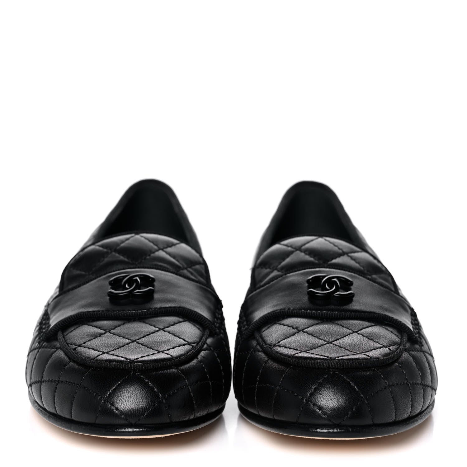 Chanel Lambskin Quilted CC Loafers 38.5 Black 2 of 10