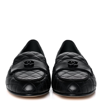 Chanel Lambskin Quilted CC Loafers 38.5 Black 2 of 10