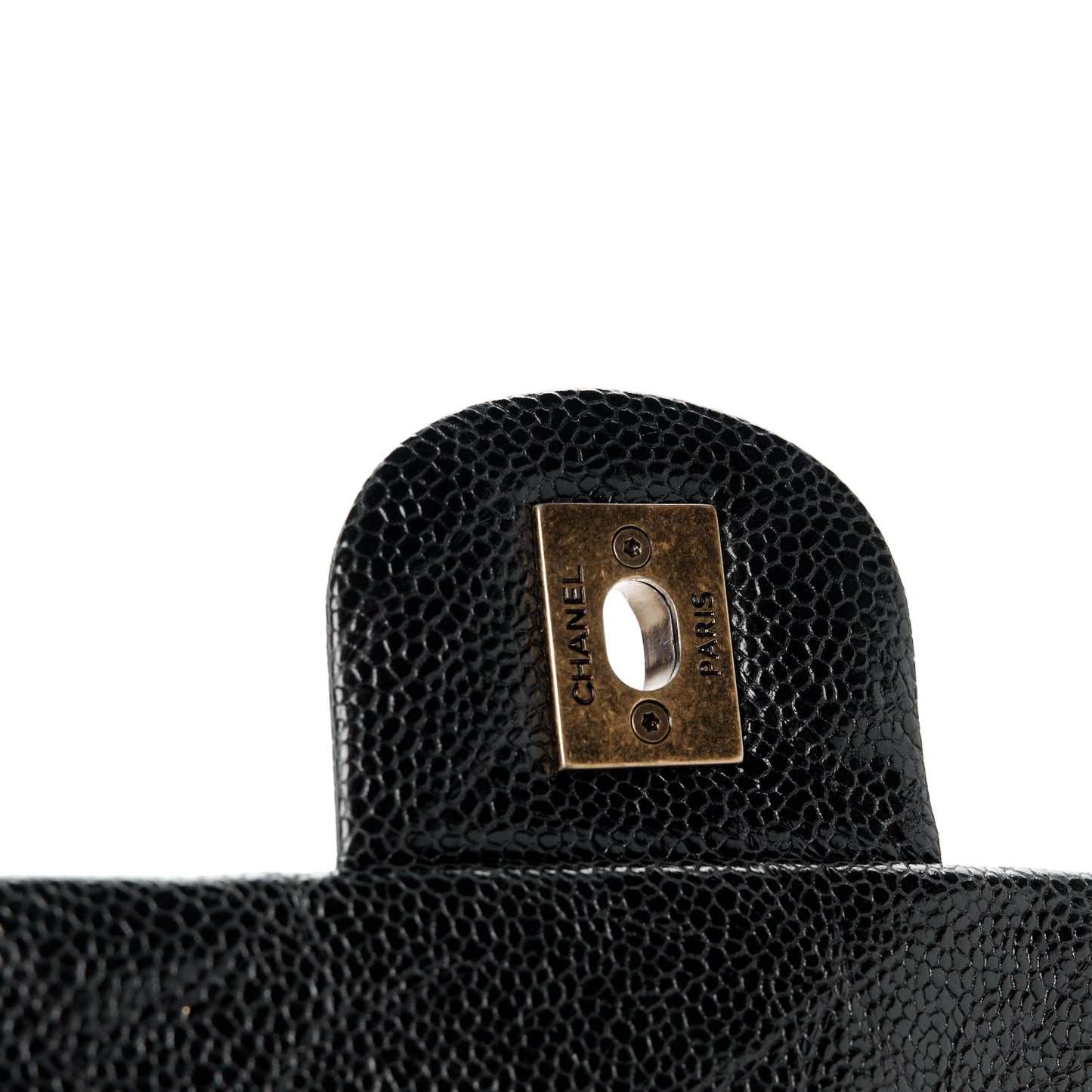 Crumpled Grained Calfskin Medium Coco Pleats Messenger Flap Black