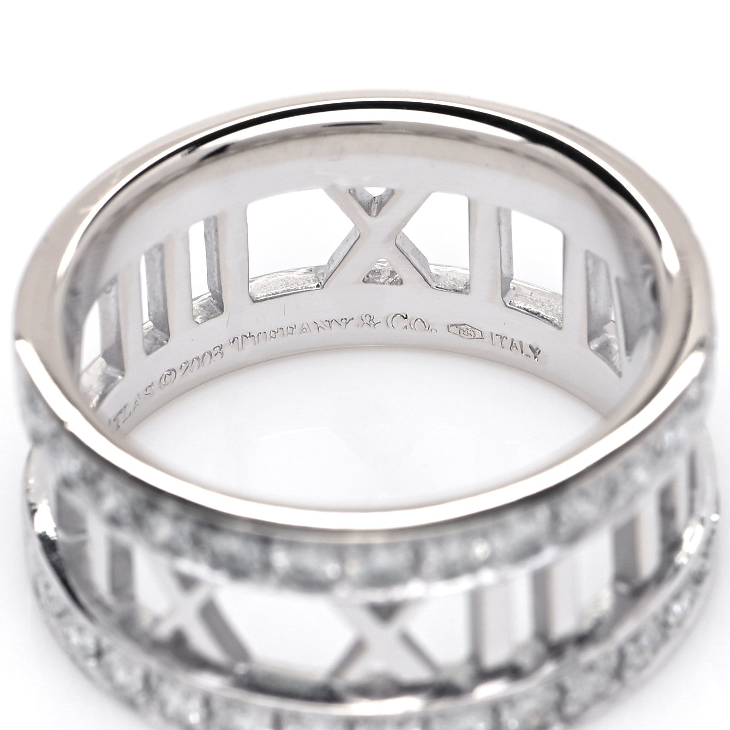 Tiffany 18K White Gold Diamond Wide Atlas Open Ring 52 6 4 of 4