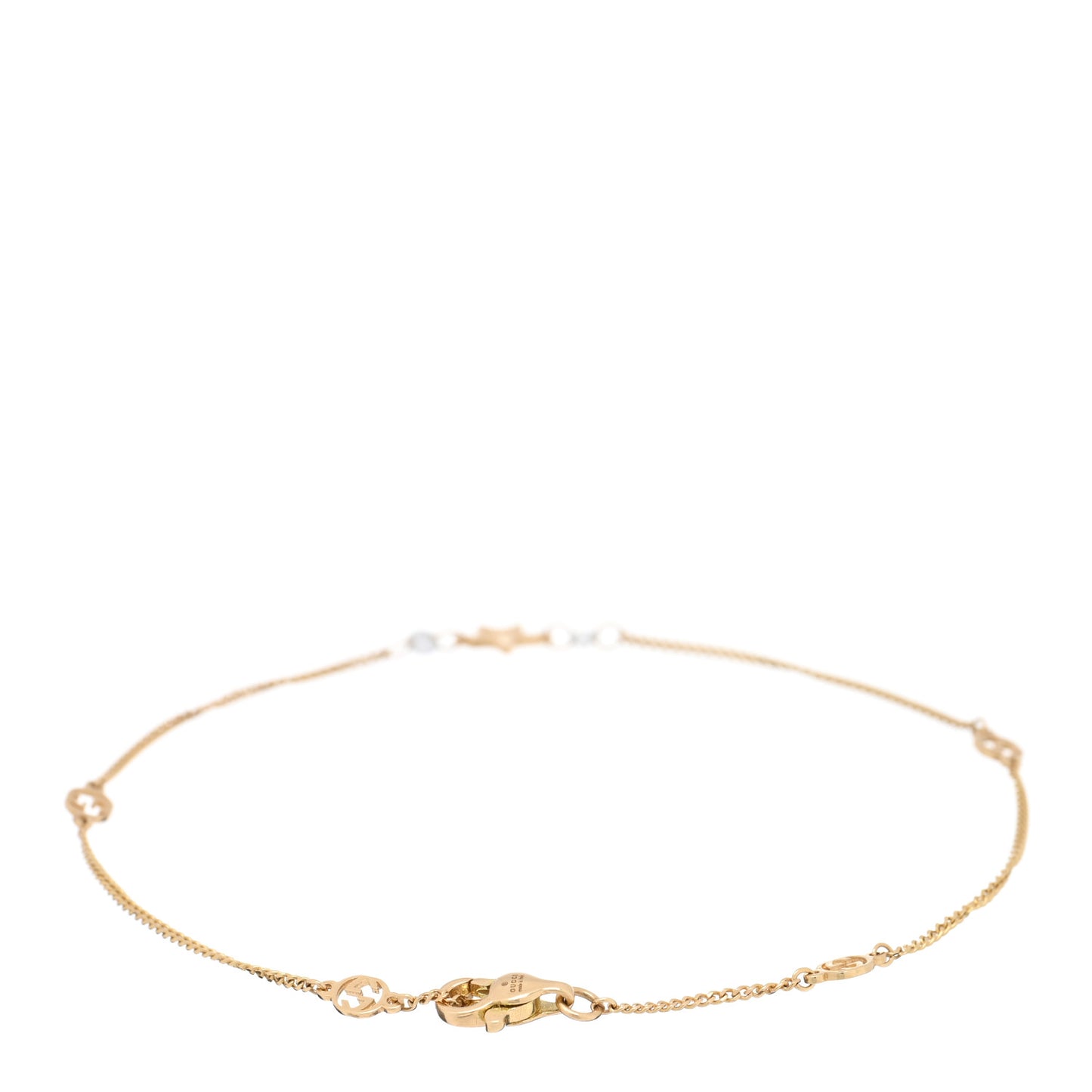 18K Yellow Gold Diamond Heart GG Station Bracelet