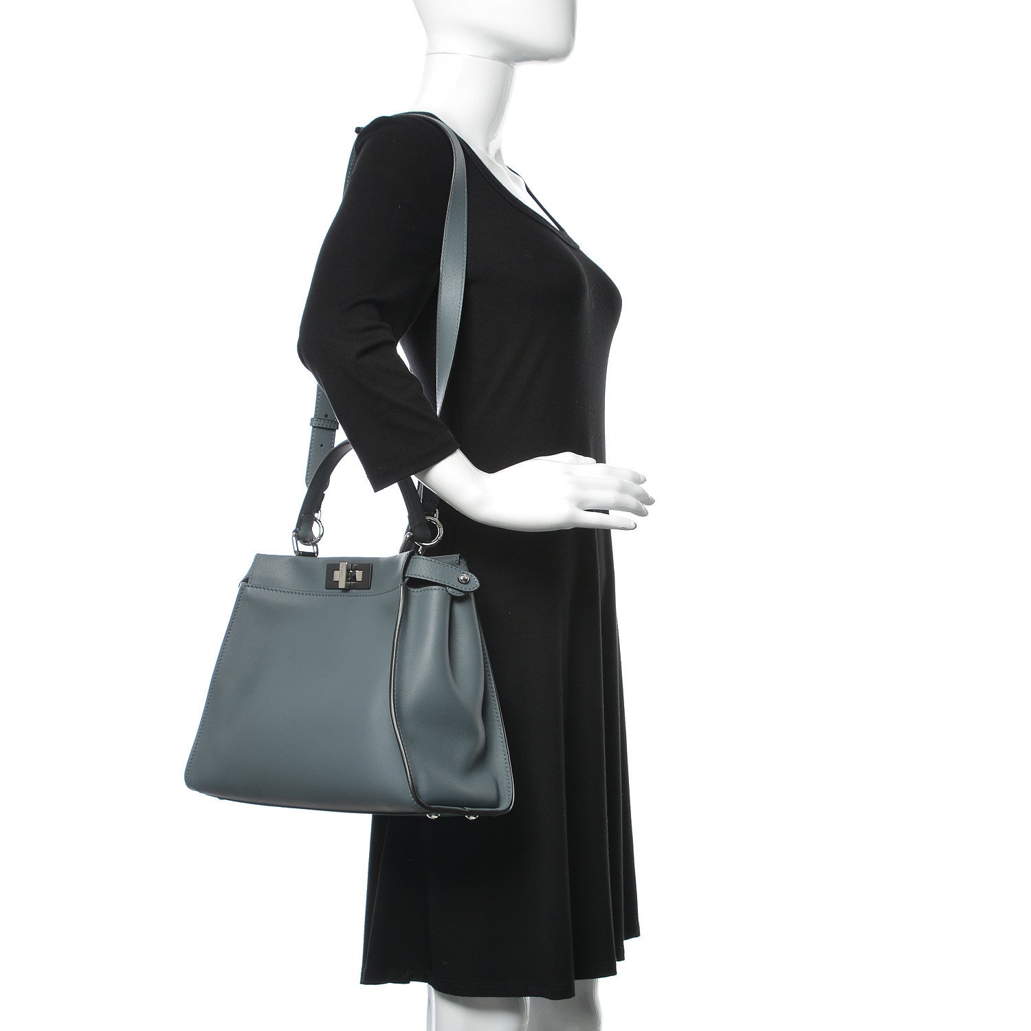 Fendi Vitello Seta Shiny Nappa Medium Peekaboo Iconic Satchel Alga Rosa Doll 2 of 16