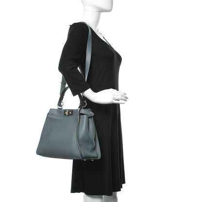Fendi Vitello Seta Shiny Nappa Medium Peekaboo Iconic Satchel Alga Rosa Doll 2 of 16