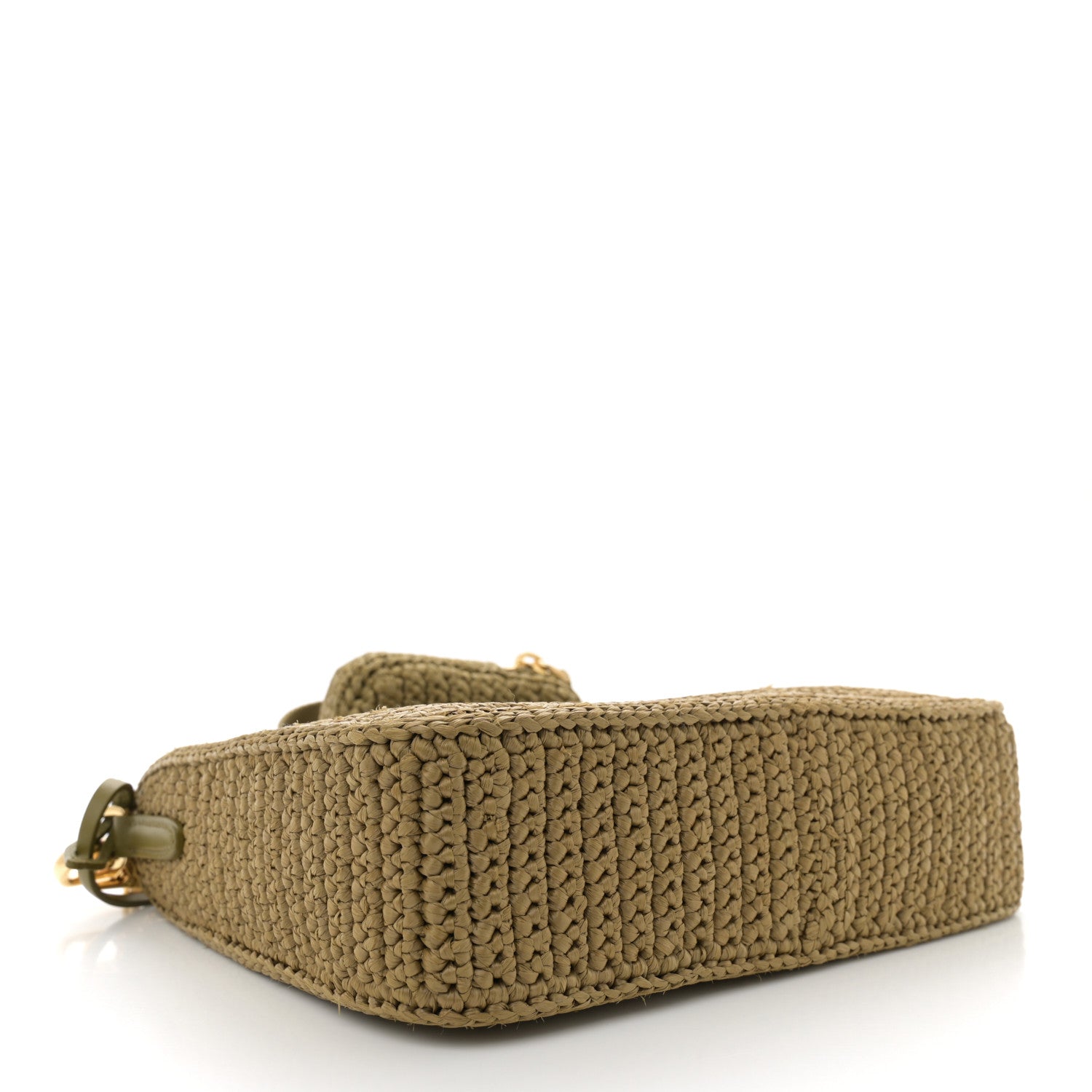 Prada Yarn Raffia Effect Crochet Re-Edition 2005 Shoulder Bag Olive Green 4 of 11