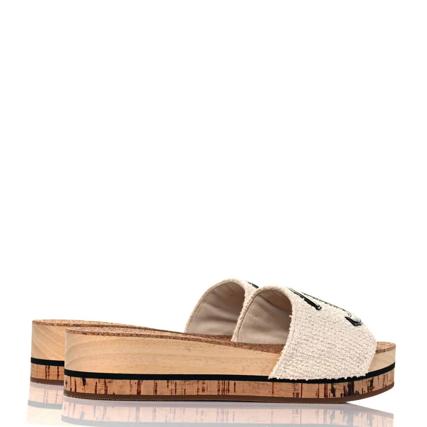 Tweed Cork CC Mule Sandal 36 White