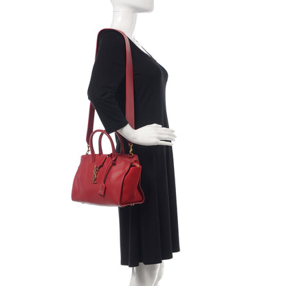 Saint Laurent Calfskin Suede Baby Monogram Downtown Cabas Red 3 of 12