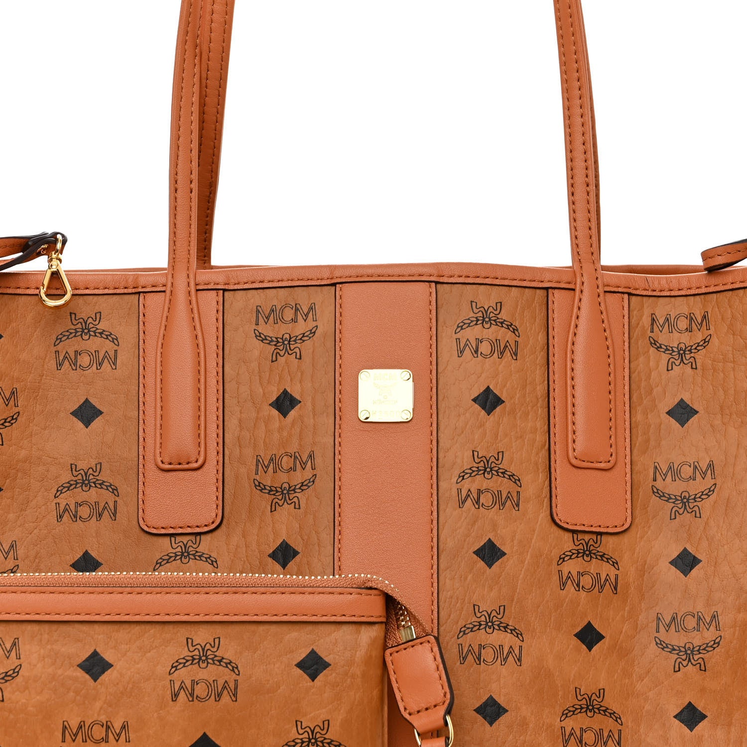 MCM Visetos Small Liz Reversible Shopper Tote Cognac 10 of 15