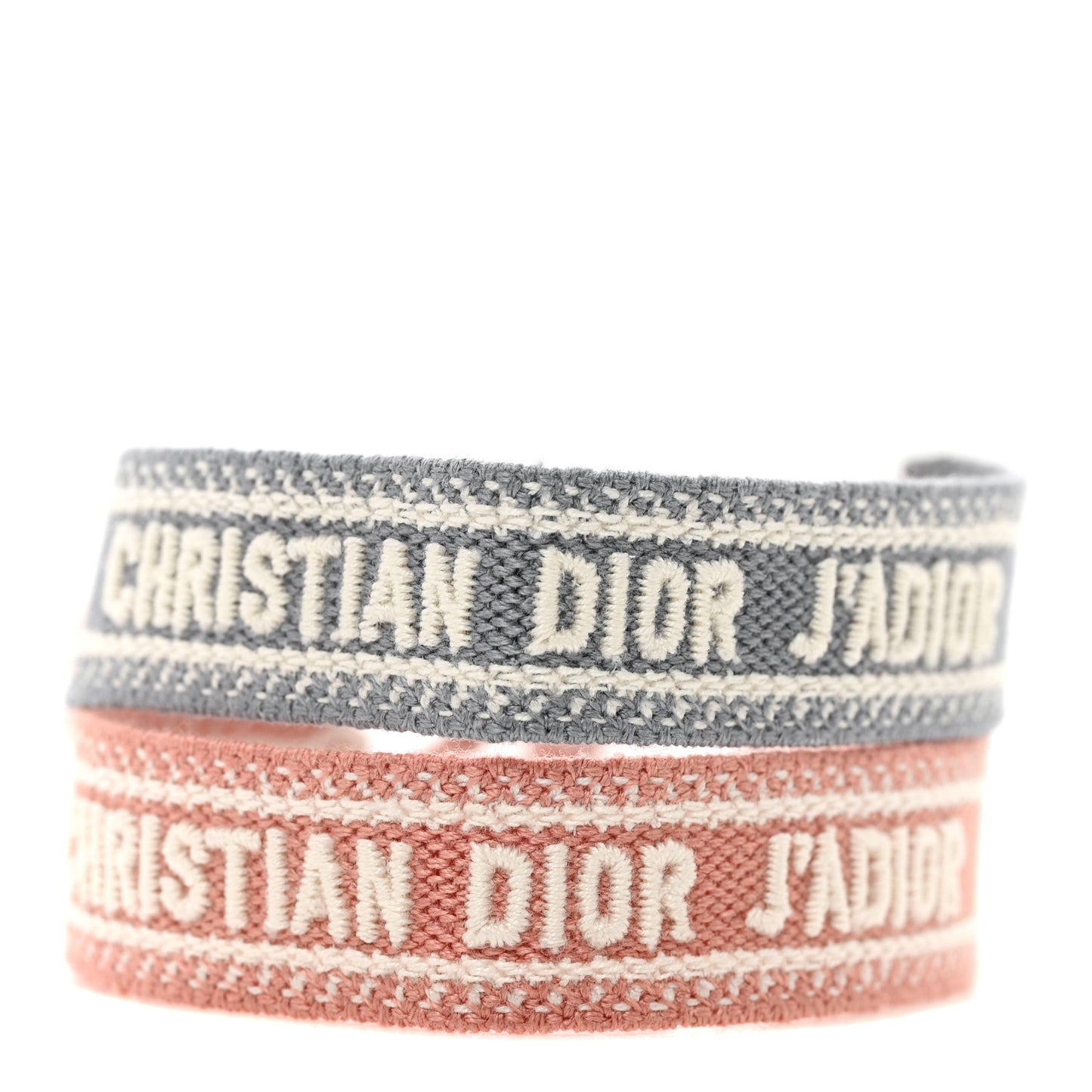 Woven Cotton J'Adior Friendship Bracelet Set Pink Grey