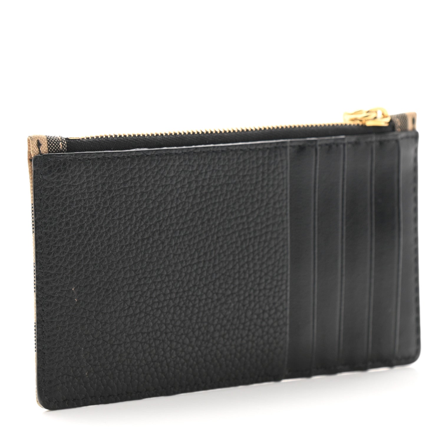 Burberry Vintage Check Calfskin Coin Case Card Holder Black 3 of 6