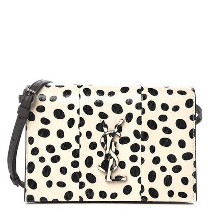 Saint Laurent Elaphe Polka Dot Print Monogram Toy Kate Strap Wallet Black White 1 of 6