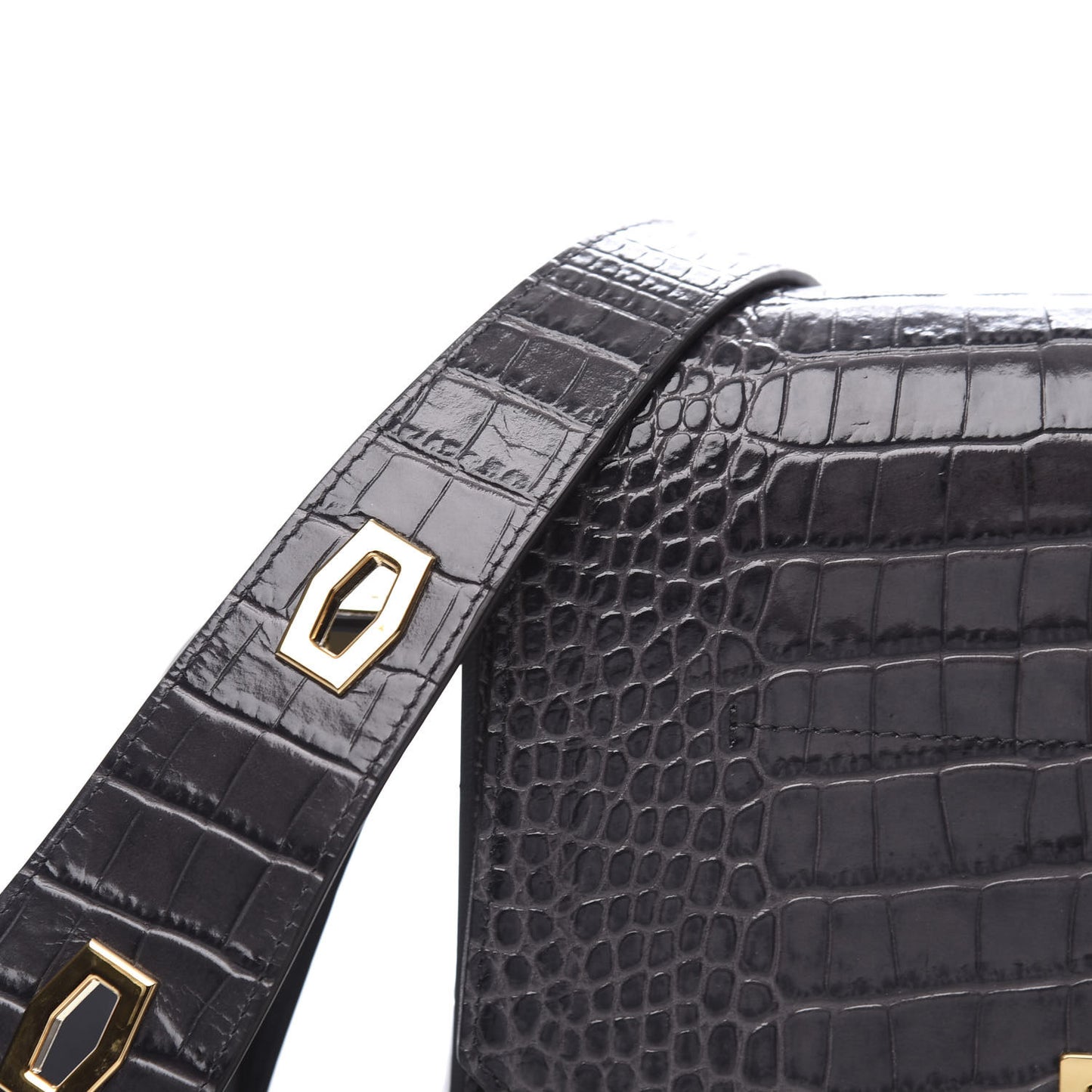 Calfskin Crocodile Embossed Medium Eden Storm Grey