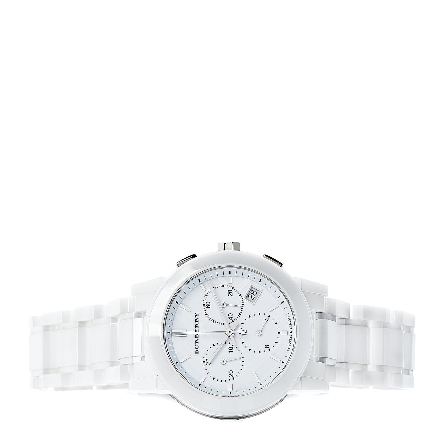 Stainless Steel Ceramic 38mm Chronograph Quartz Watch White BU9080