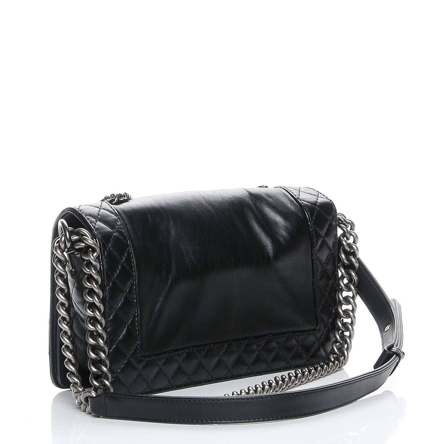 Calfskin Enchained Medium Boy Flap Black
