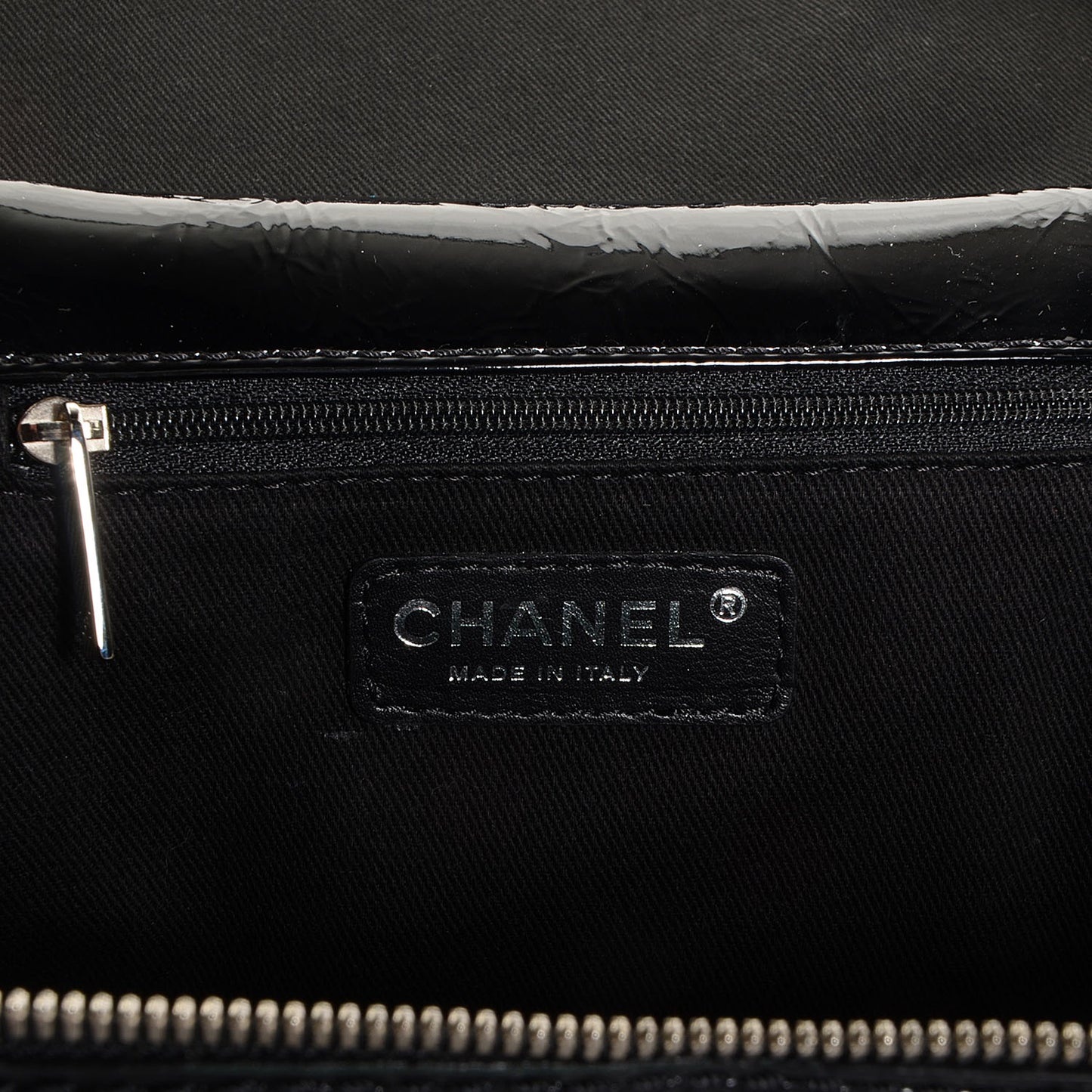 Distressed Patent Leather Studded Train Case Black