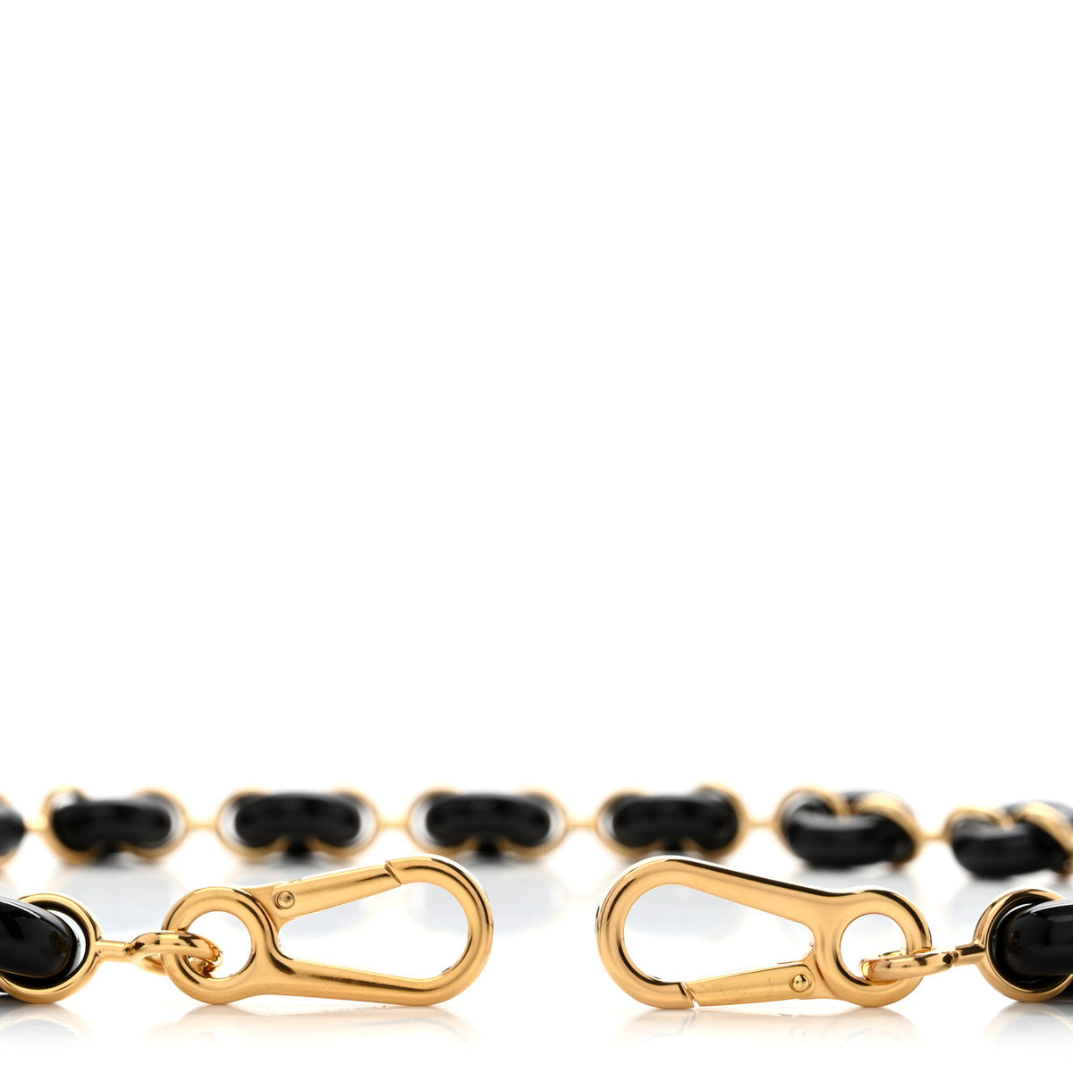 Brass Acetate Pebble Donut Chain Shoulder Strap Black Gold