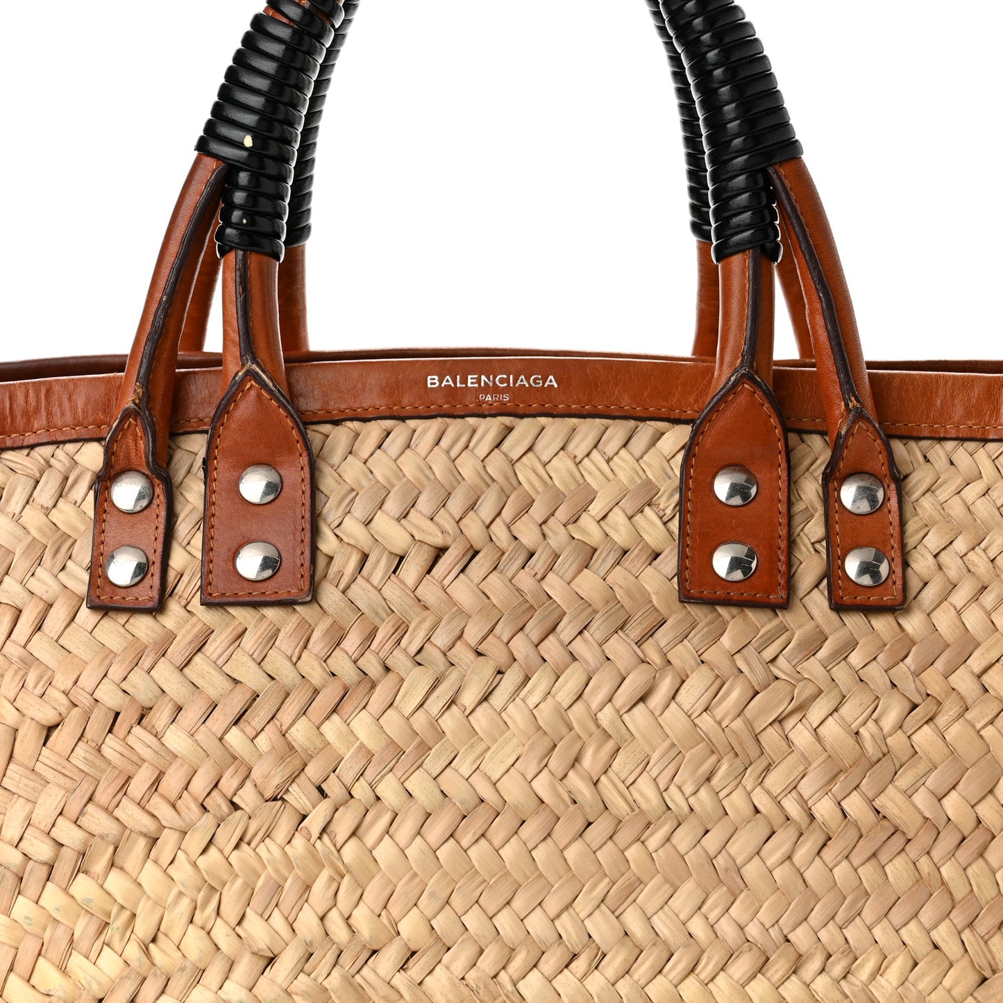 Straw Calfskin Bistrot Panier Small Tote Natural