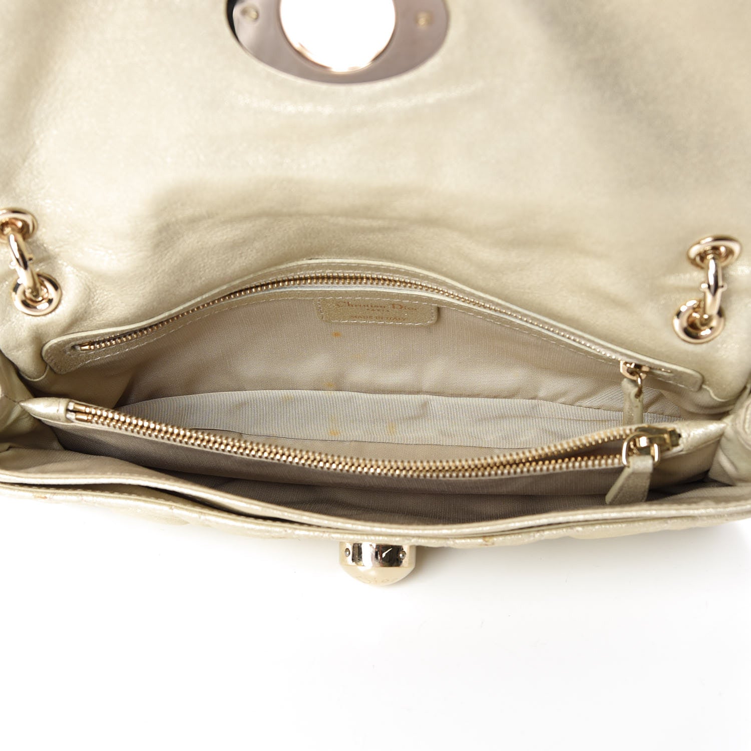 Christian Dior Metallic Lambskin Cannage Small Rendezvous Flap Gold 7 of 18