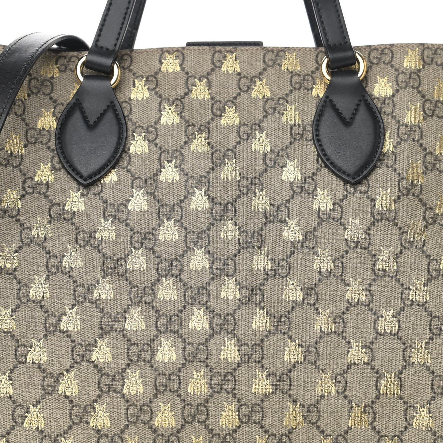 Soft GG Supreme Monogram Bees Medium Crossbody Tote Beige Oro Black