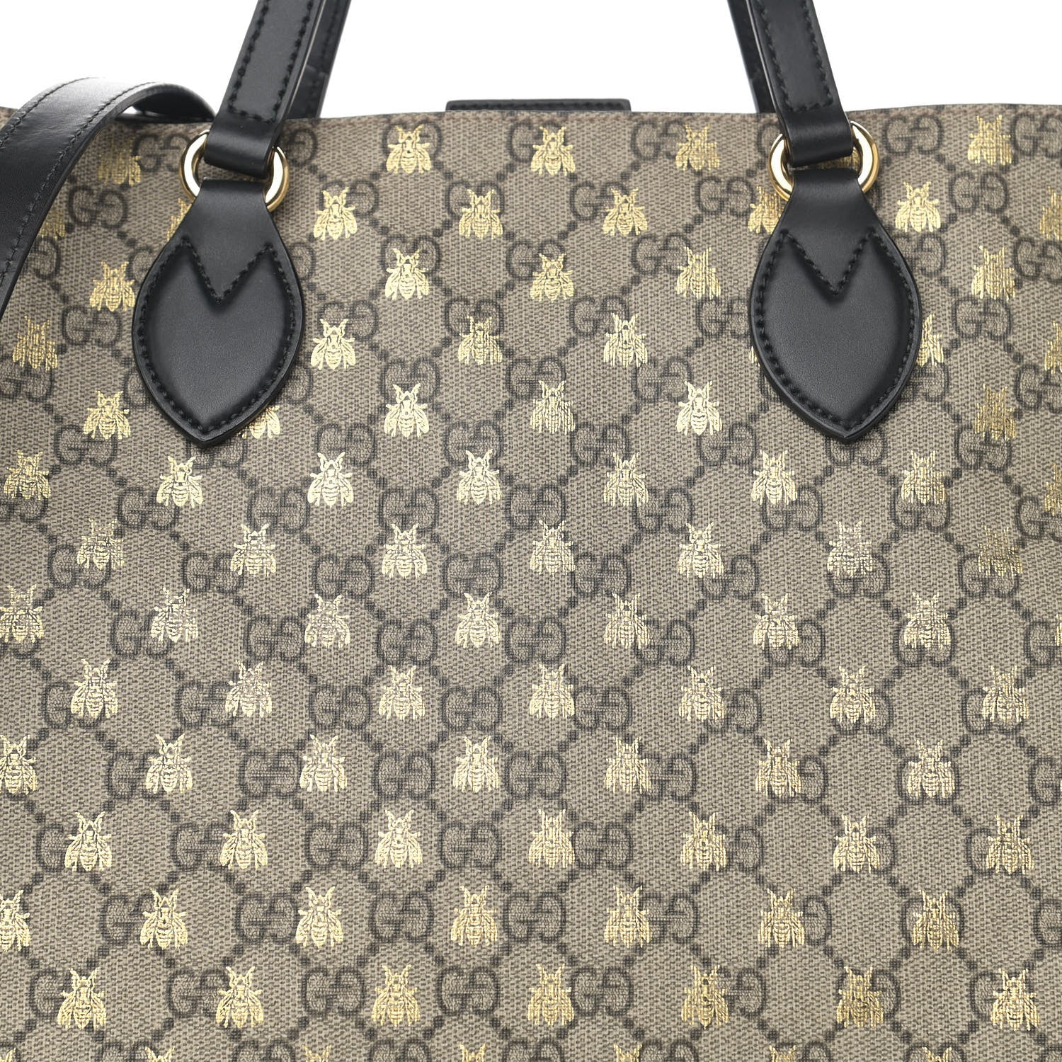 Gucci Soft GG Supreme Monogram Bees Medium Crossbody Tote Beige Oro Black 8 of 11