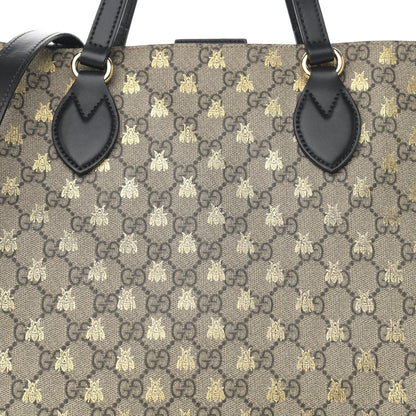 Gucci Soft GG Supreme Monogram Bees Medium Crossbody Tote Beige Oro Black 8 of 11
