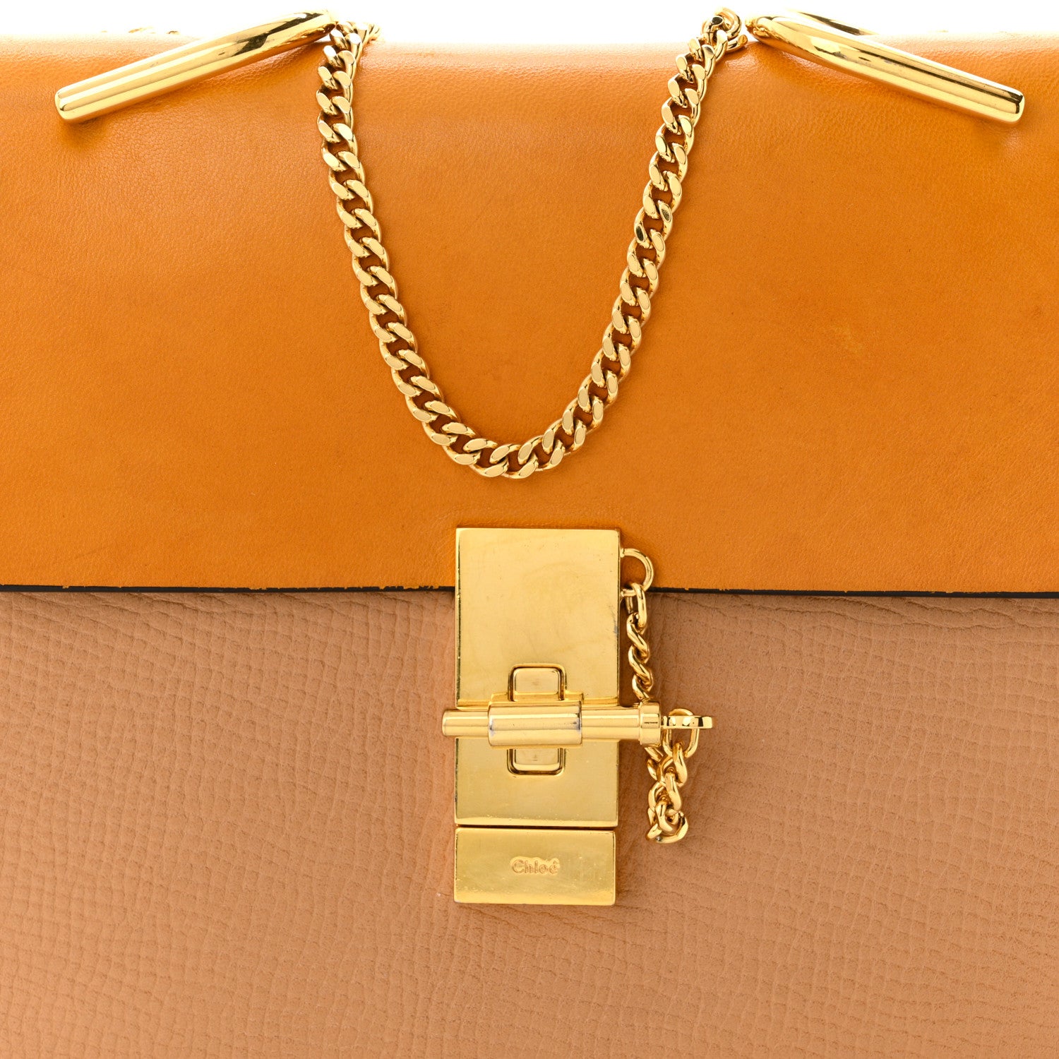 Chloe Grained Calfskin Lambskin Drew Shoulder Bag Wet Sand Sunflower 8 of 13