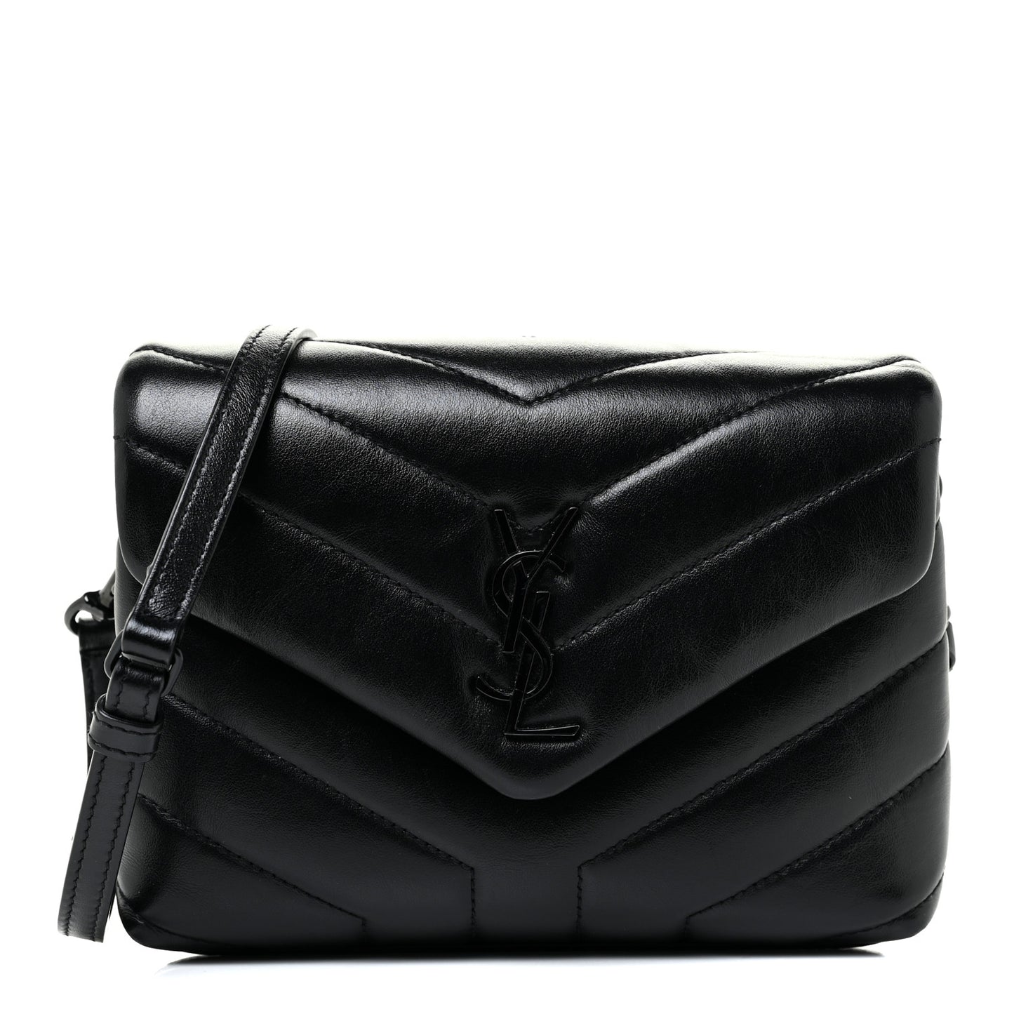 Calfskin Y Quilted Monogram Toy Loulou Crossbody Bag Black