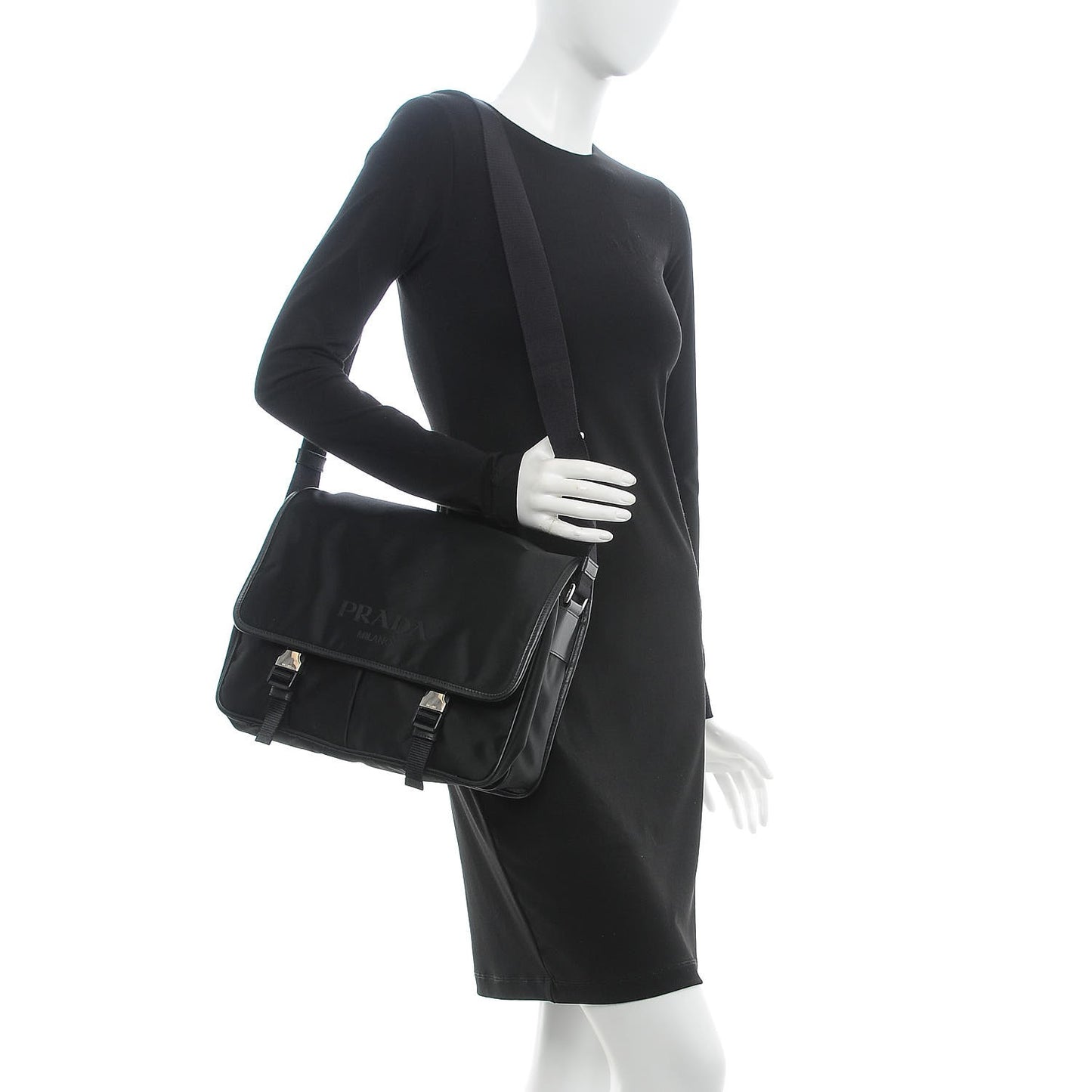Tessuto Nylon Saffiano Messenger Black