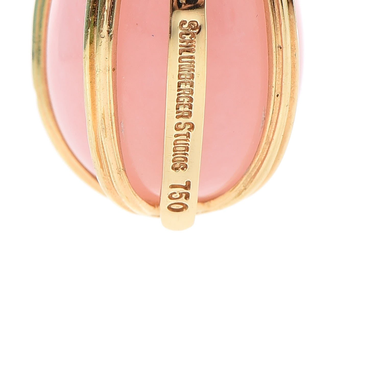 Tiffany 18K Yellow Gold Pink Opal Schlumberger Egg Charm 5 of 7