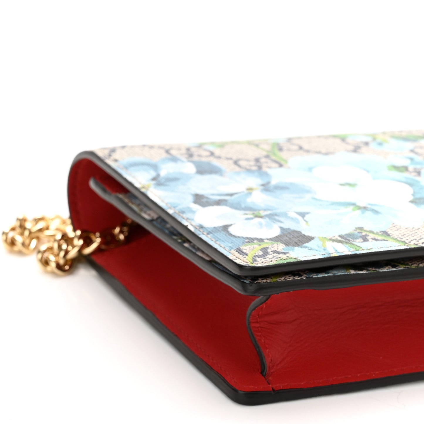 GG Supreme Monogram Blooms Chain Wallet Blue