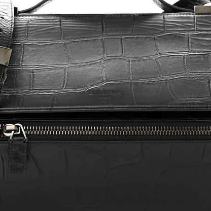 Givenchy Calfskin Crocodile Embossed Medium Pandora Box Crossbody Bag Black 8 of 10