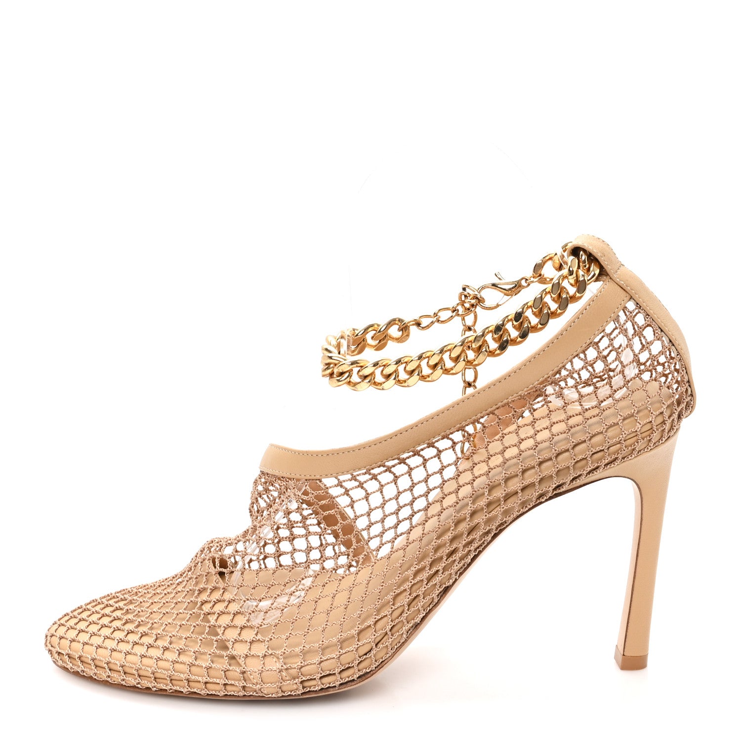Bottega Veneta Mesh Calfskin Chain Stretch Pumps 38 Beige 1 of 8