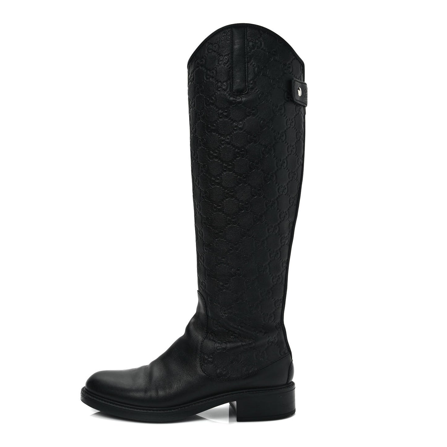 Guccissima Calfskin Miro Soft Knee High Riding Boots 38 Black