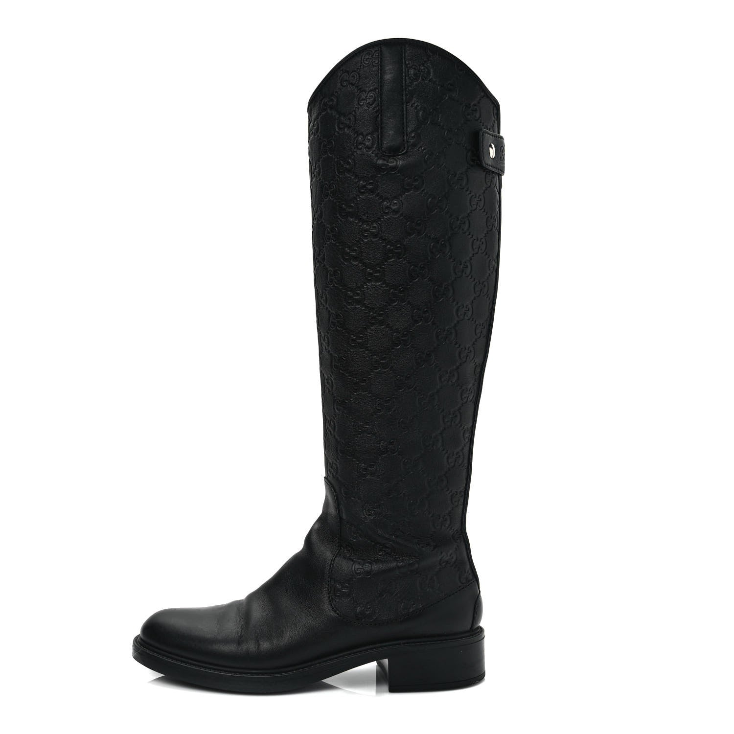 Gucci Guccissima Calfskin Miro Soft Knee High Riding Boots 38 Black 1 of 10